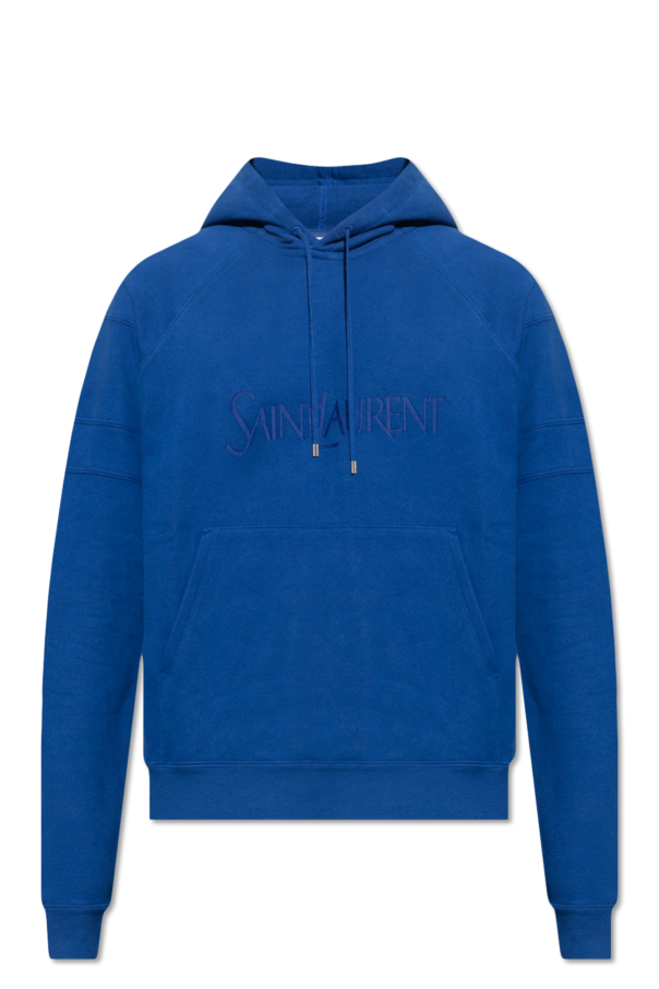 Blue Logo - embroidered hoodie Saint Laurent